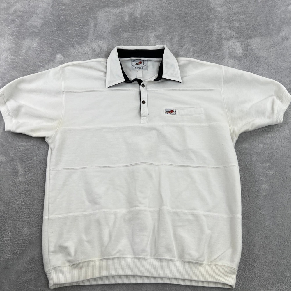 VTG Greenline International Airplane Polo Sweatshirt XL White Aviation Mens 80s